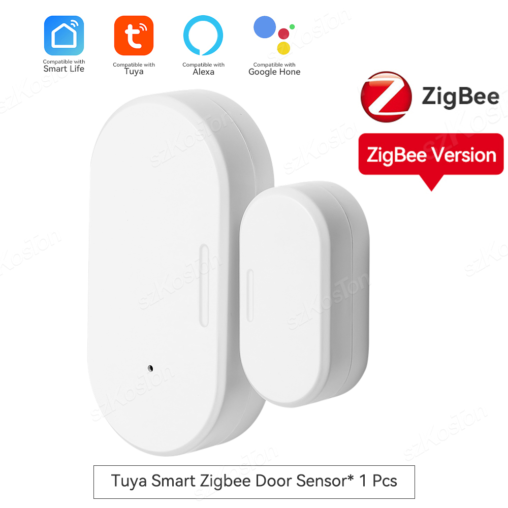 Tuya Zigbee – capteur de porte WiFi, système d'alarme de sécurité domestique intelligent, détecteur d'ouverture et de fermeture de porte fenêtre, application Smart Life pour Alexa Google: YELLOW