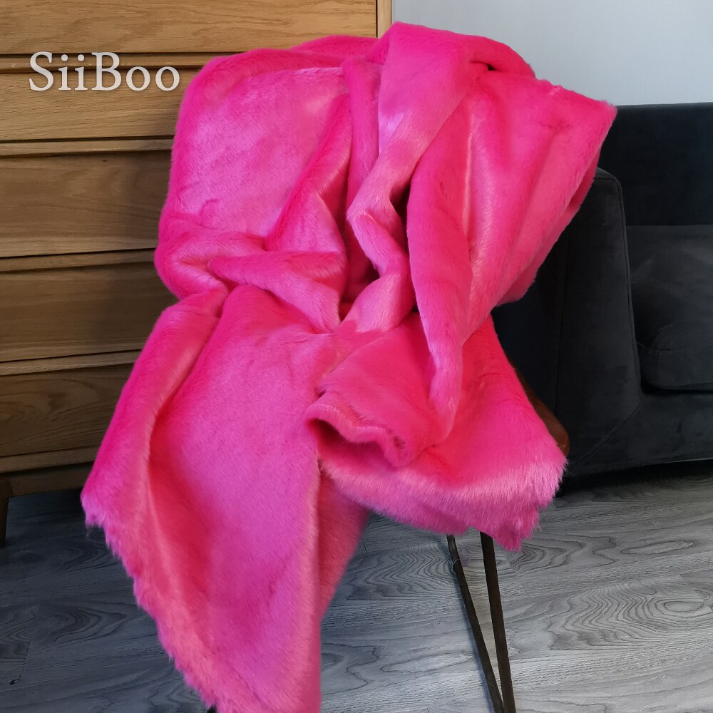 Hög plyschdensitet 2cm långt hår rosa fuskpäls tyg för vinterkappa, väst fusk kanin hår tyg 150*50cm 1 st  sp3034