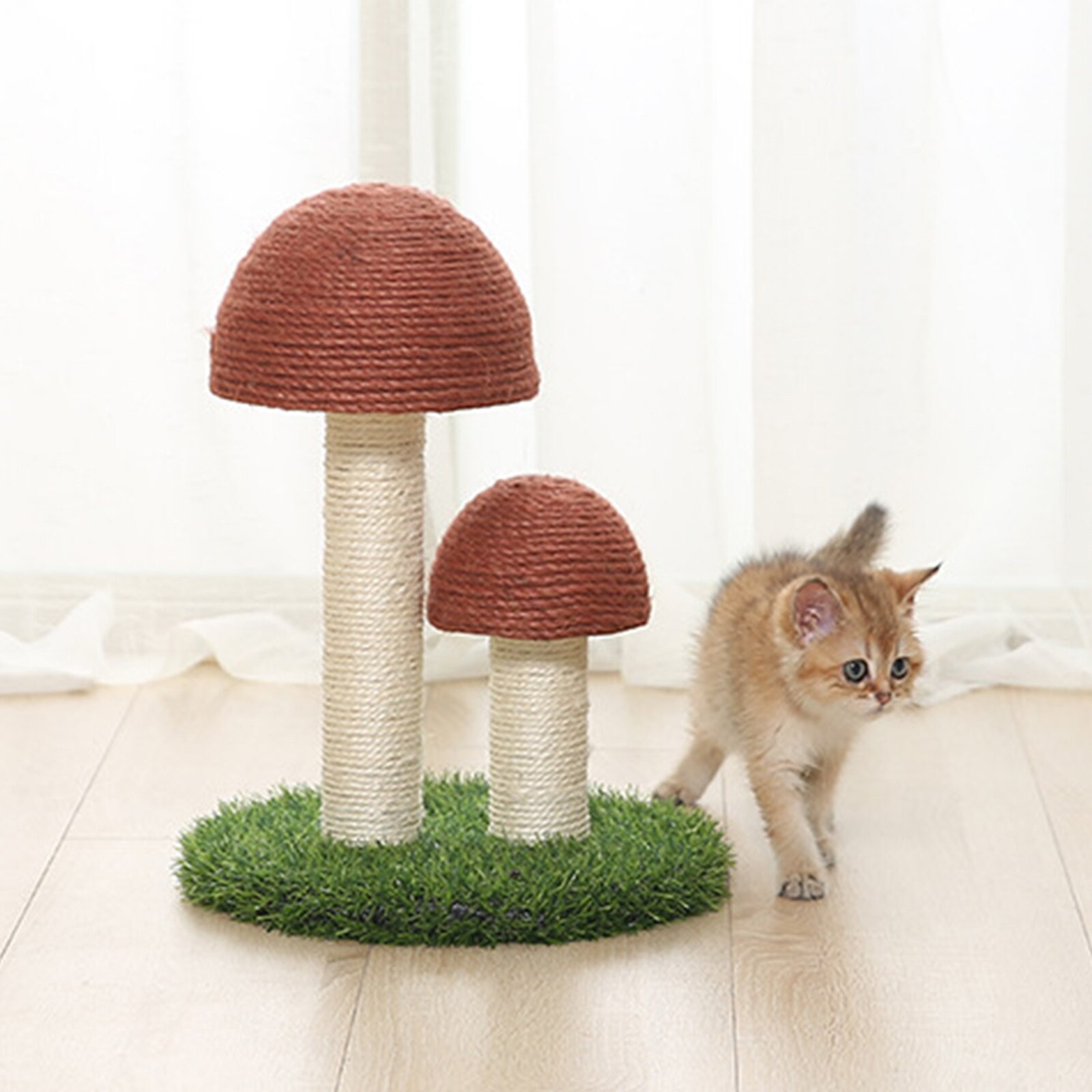 Cat Scratching Post Pet Play Fun Toy Scratcher Board for Lovely Cats: Coffee with Ball