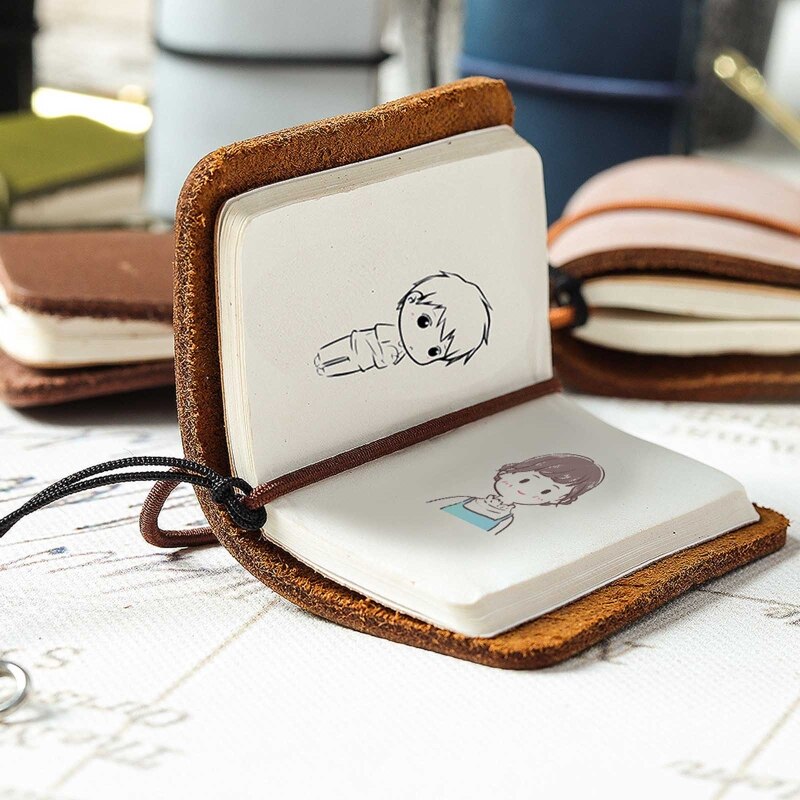 Travel Journal Notebook Zakformaat Mini Lederen Dagboek Notepad Voor Mannen Vrouwen Vintage Planner Met Lege Ongevoerd Papier H3CA