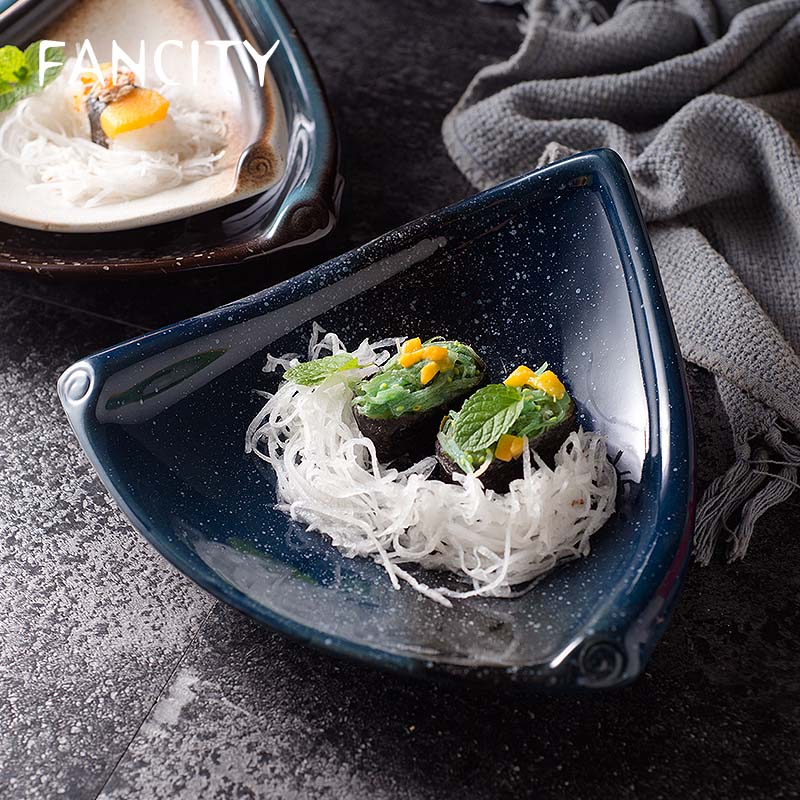 Fancity Japanse Keramische Servies Retro Sushi Plaat Dessertbord Onregelmatige Snack Plaat Schotel Plaat