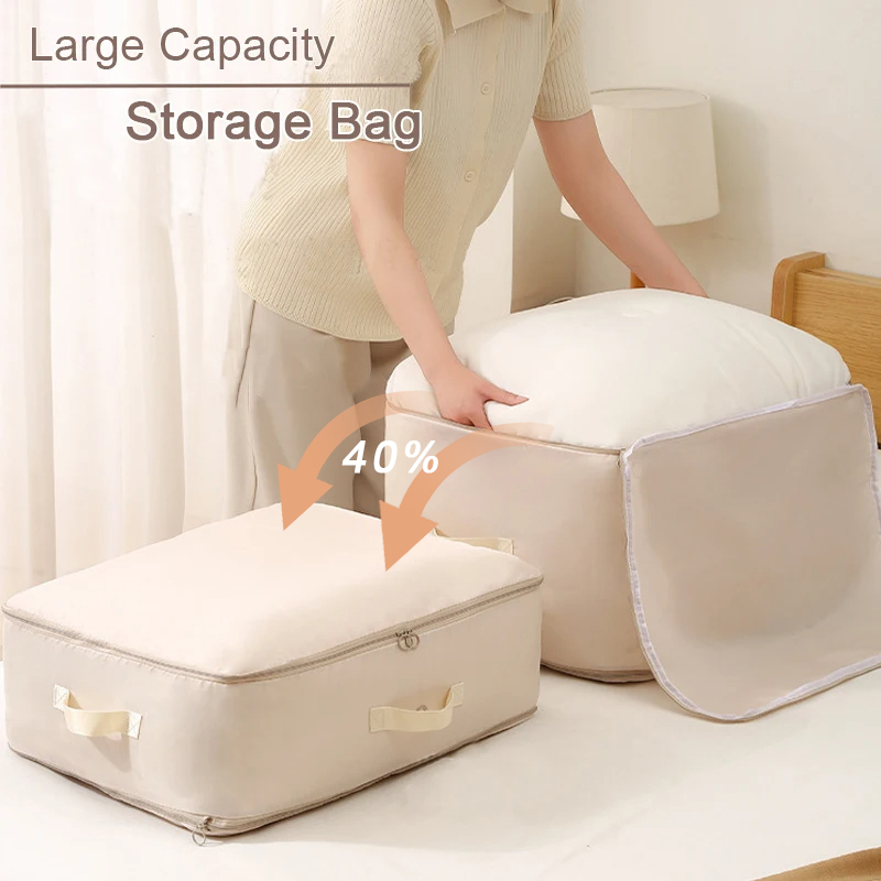 Quilt Storage Bag Bedroom Cloth Compression Bag Large Capacity Duvet Storage Bag Wardrobe Organizer Save Space Compressible Bag