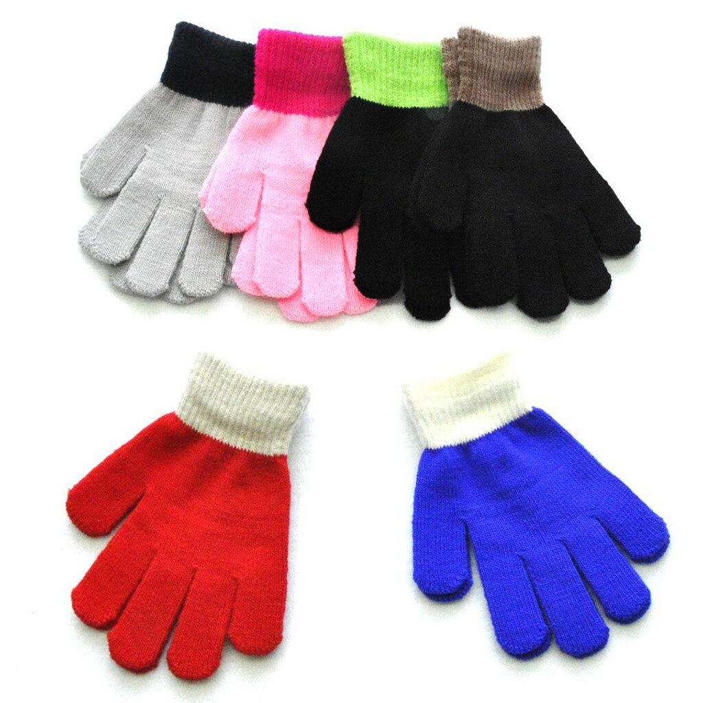 Winter Feste Handschuhe Kinder Kinder Magie Winter Handschuhe Colorblock Volle Finger Warme Gestrickte Handschuhe Bebes Accesorios Recien Nacido