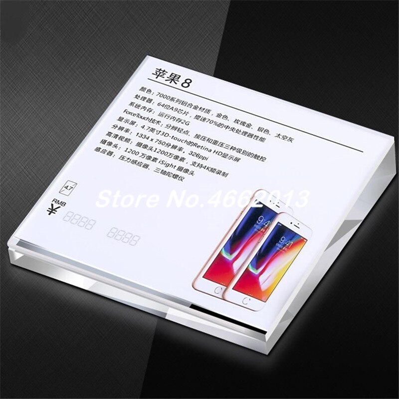 10 X table top sign holder Acrylic Mobile Cellphone Price Tag Holder Beveled Square Sign Holder Phone Advertising Display Stand