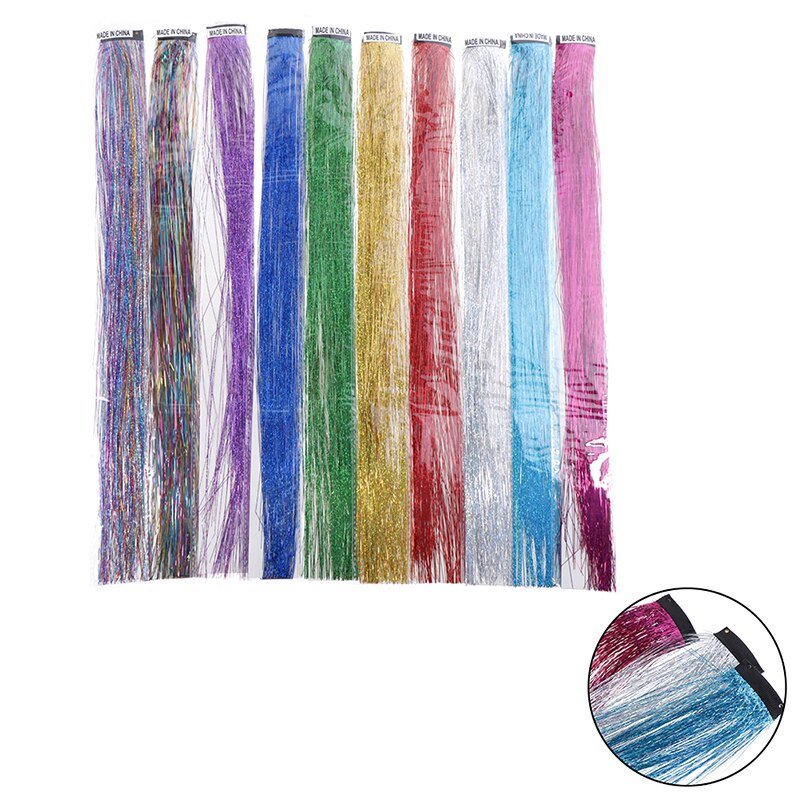 1 worek blask włosów blichtr Bling włosy Secoration dla syntetycznych robić przedłużania włosów brokat tęczy dla dziewcząt i imprezę 50x3.3cm