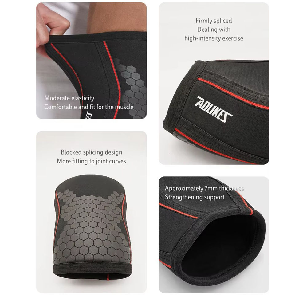 AOLIKES Elleboogmouwen (paar), ondersteuning voor gewichtheffen, powerlifting, squat, basketbal en tennis, 7 mm neopreen compressiebrace