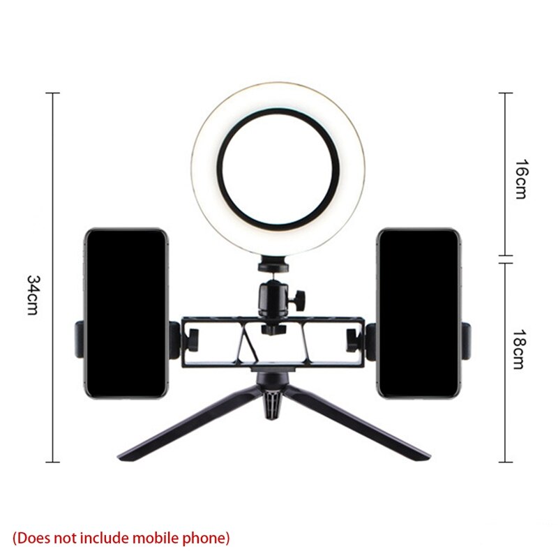 LED Fill Light Bracket, Portable 16cm Ring Light Two-Position Machine Selfie Tripod Video Live Fill Light Bracket