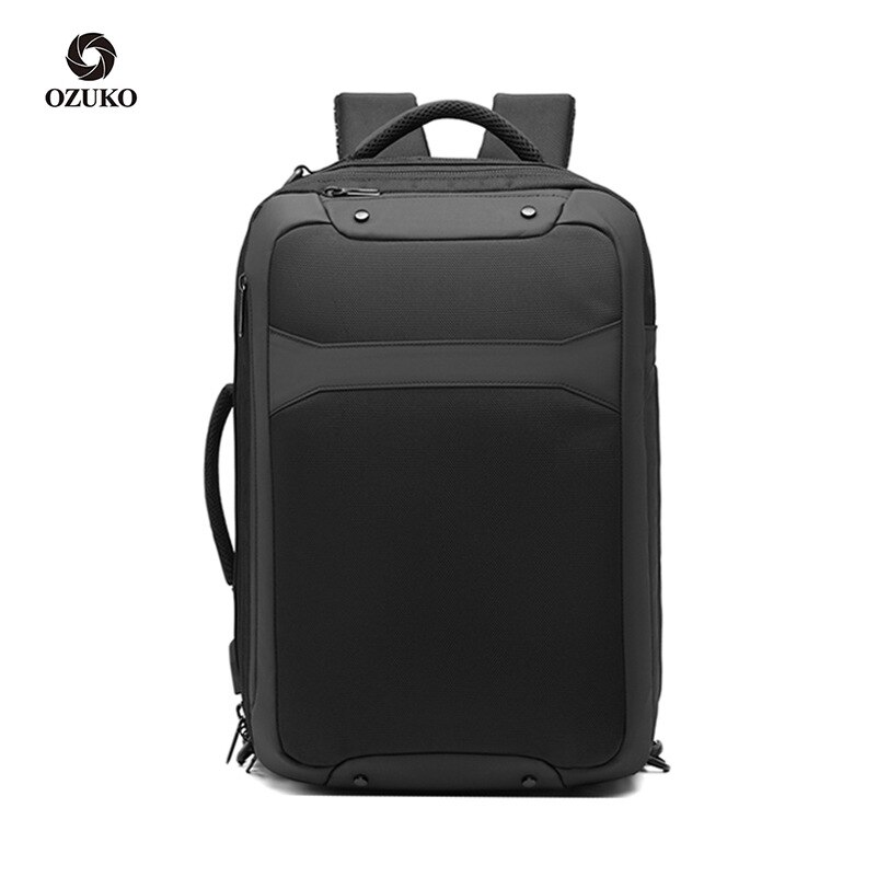 Ozuko Anti-Diefstal Mannen Laptop Rugzak Fit 15.6 Inch Multifunctionele Usb Opladen Waterdichte Rugzakken Mannelijke Reistas Mochila: Black