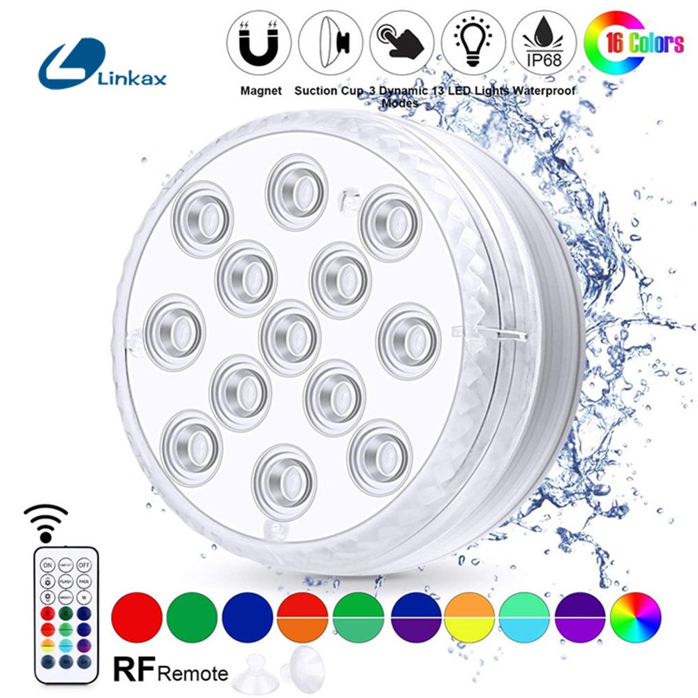 13 Leds Submersible Light Swimming Pool Fountain Spa Bathroom IP68 Waterproof RGB Lighting Underwater Lamp with Remote Control