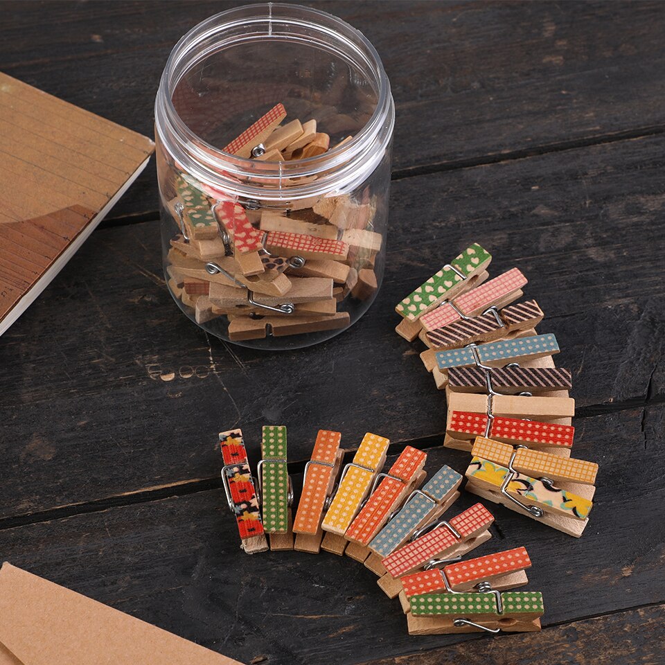 40 Stuks Hout Kleur Geschilderd Gedrukt Kleine Houten Clips Gebruikt Als Foto Clips Craft Decoratie Clips Kleren Clips Voor Dagelijks levert