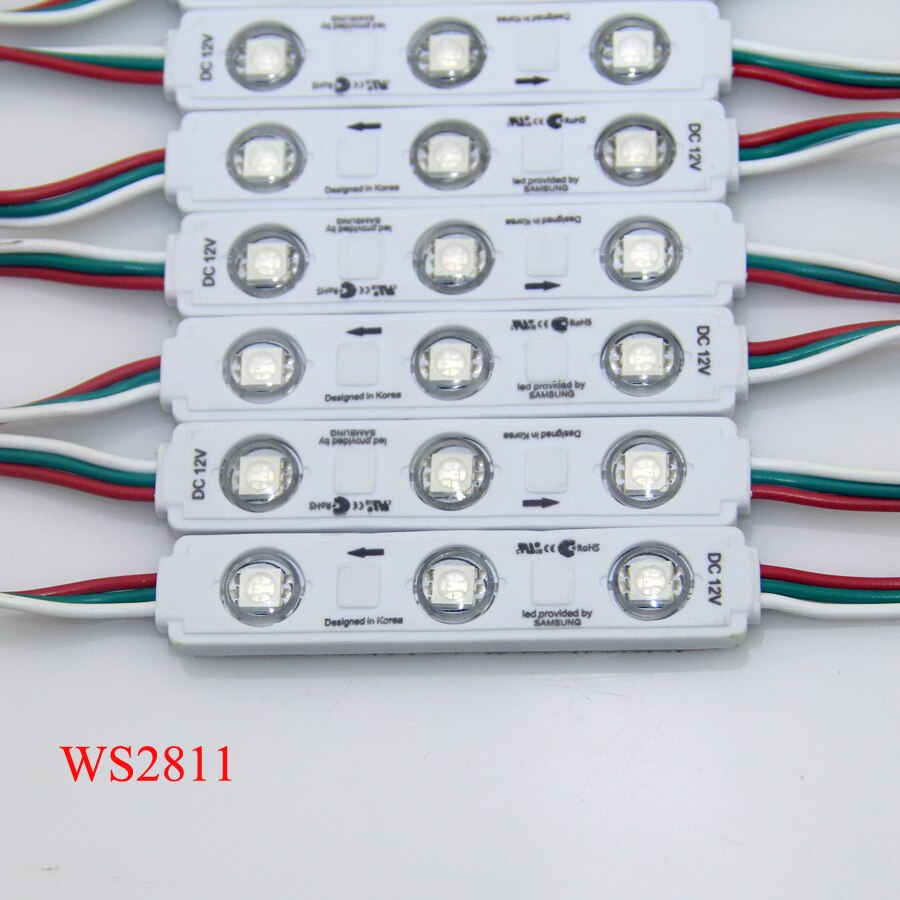 20 stks/partij 3LEDs 5050 SMD RGB LED Pixel Module Waterdicht 2811 IC DC12V Adverteren Licht, led Achtergrondverlichting Voor Kanaal Brief