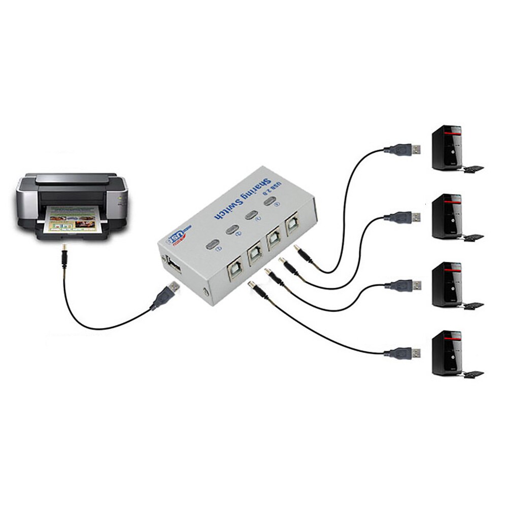 USB 2,0 Metall 2 Hafen Drucker teilen schalten Hub Gerät Zubehör Adapter Kasten Computer Automatische Splitter Elektronische PC Büro