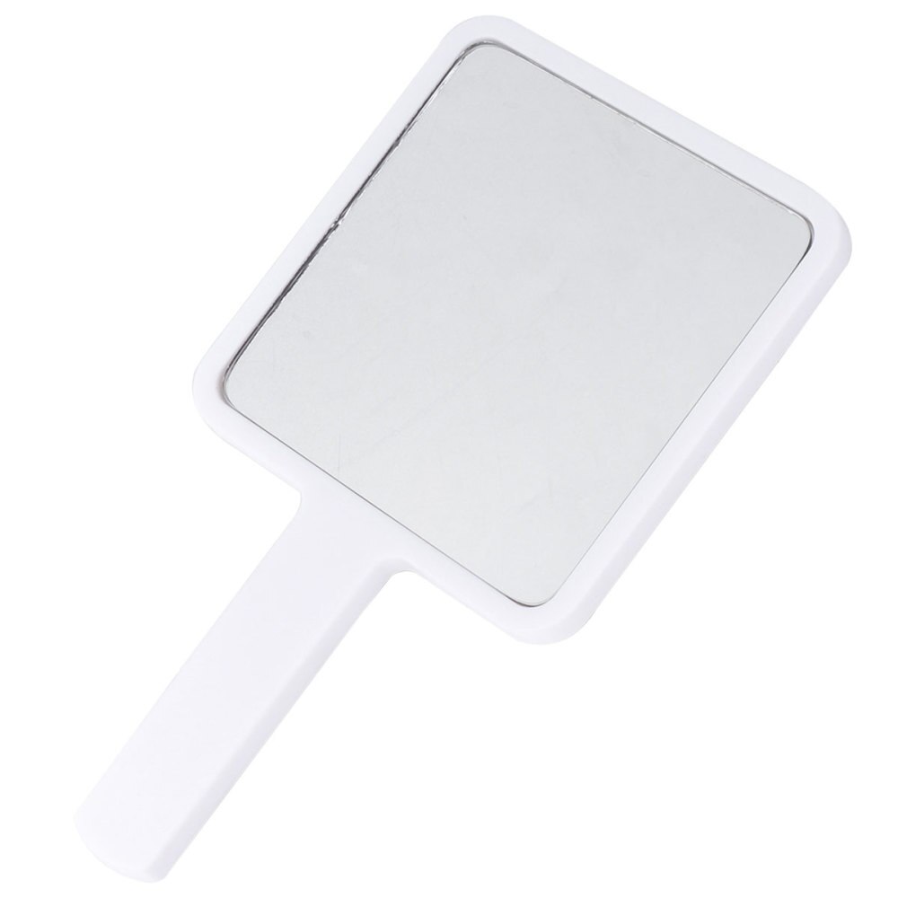 Handle Makeup Mirror Simple Practical Durable Small Makeup Mirror for Woman (White 90x160mm)