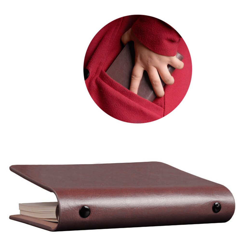 1pc PU Leather Notebook Notepads A7 Pocket Planner Loose-leaf Portable Schedule Checklist for Home School Office (Brown)