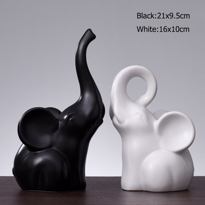 Nordic Style Elephant Statue Ceramic Couple Elephant Family Elephant Sculptures Home Decor Crafts GY05: Light Green