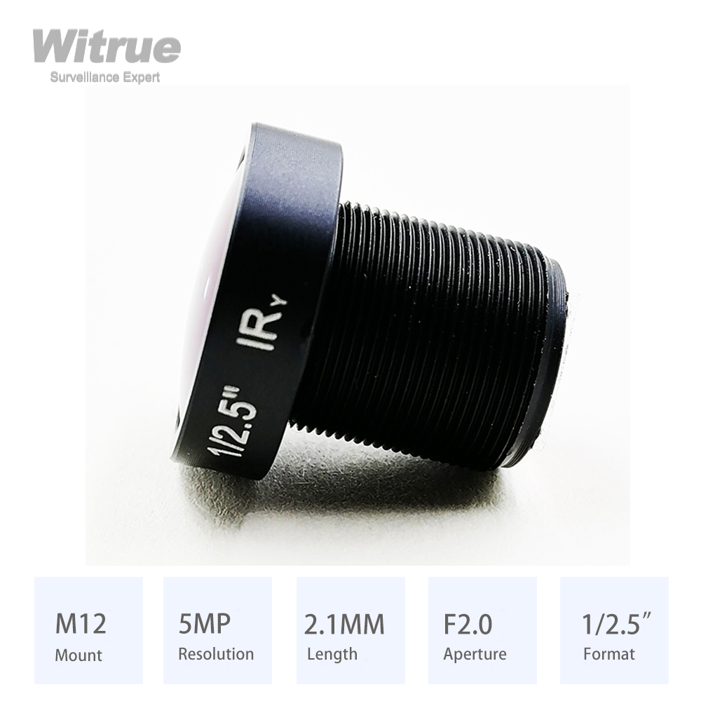 Witrue Fish Eye Lens 2.1MM HD 5MP Aperture F2.0 Format 1/2.5" M12 Mount for Surveillance Security CCTV Cameras