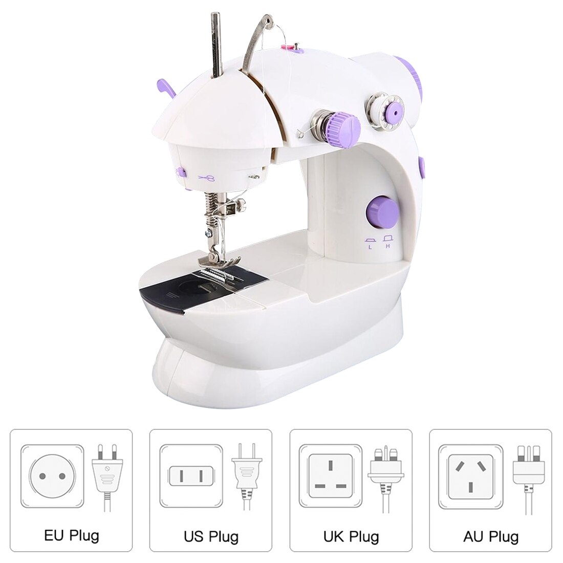 Electric Sewing Machine Dual Speed Adjustment With Light Foot Double Pendal Handheld Automatic Sewing Machine 12pcs Threads