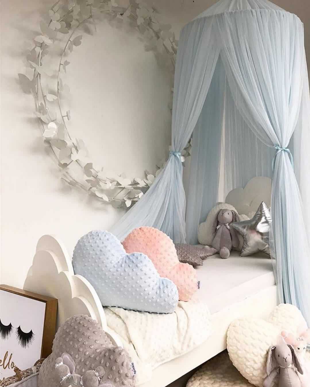 baby seng mygg krybbe tyll gardiner til soverom leke hus telt prinsesse krone kuppel seng gardin til låve barnerom