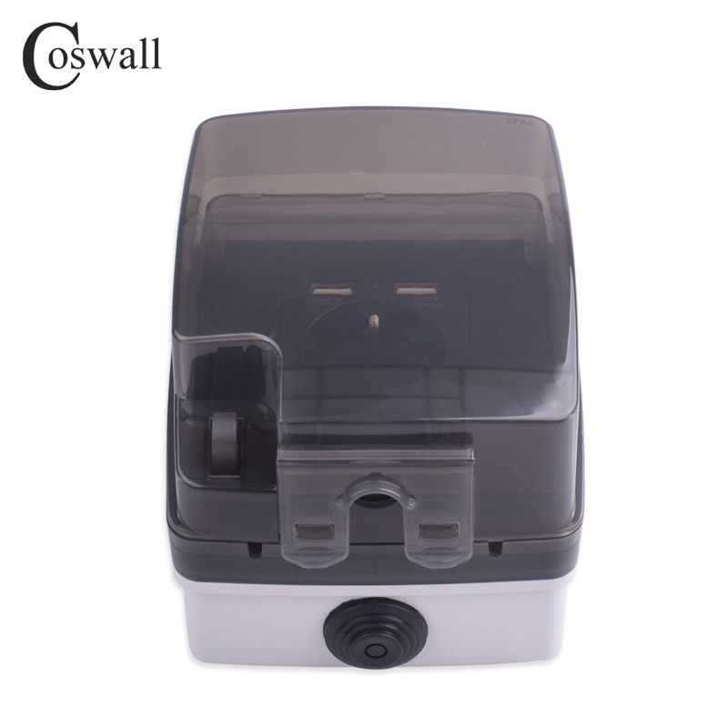 Coswall IP66 Weatherproof Waterproof Outdoor BOX Integrated Molding Box With Wall Socket 16A EU Outlet External Installation