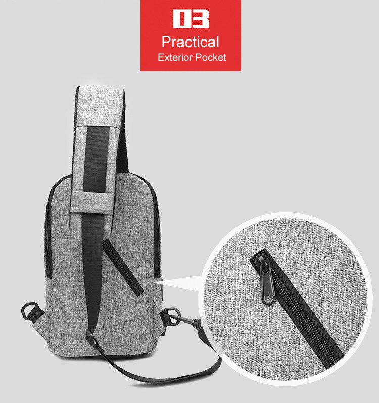 Mini mochila antirrobo multifunción con cargador USB para hombre, para el pecho bolso cruzado, bolsa de hombro Oxford de viaje corto