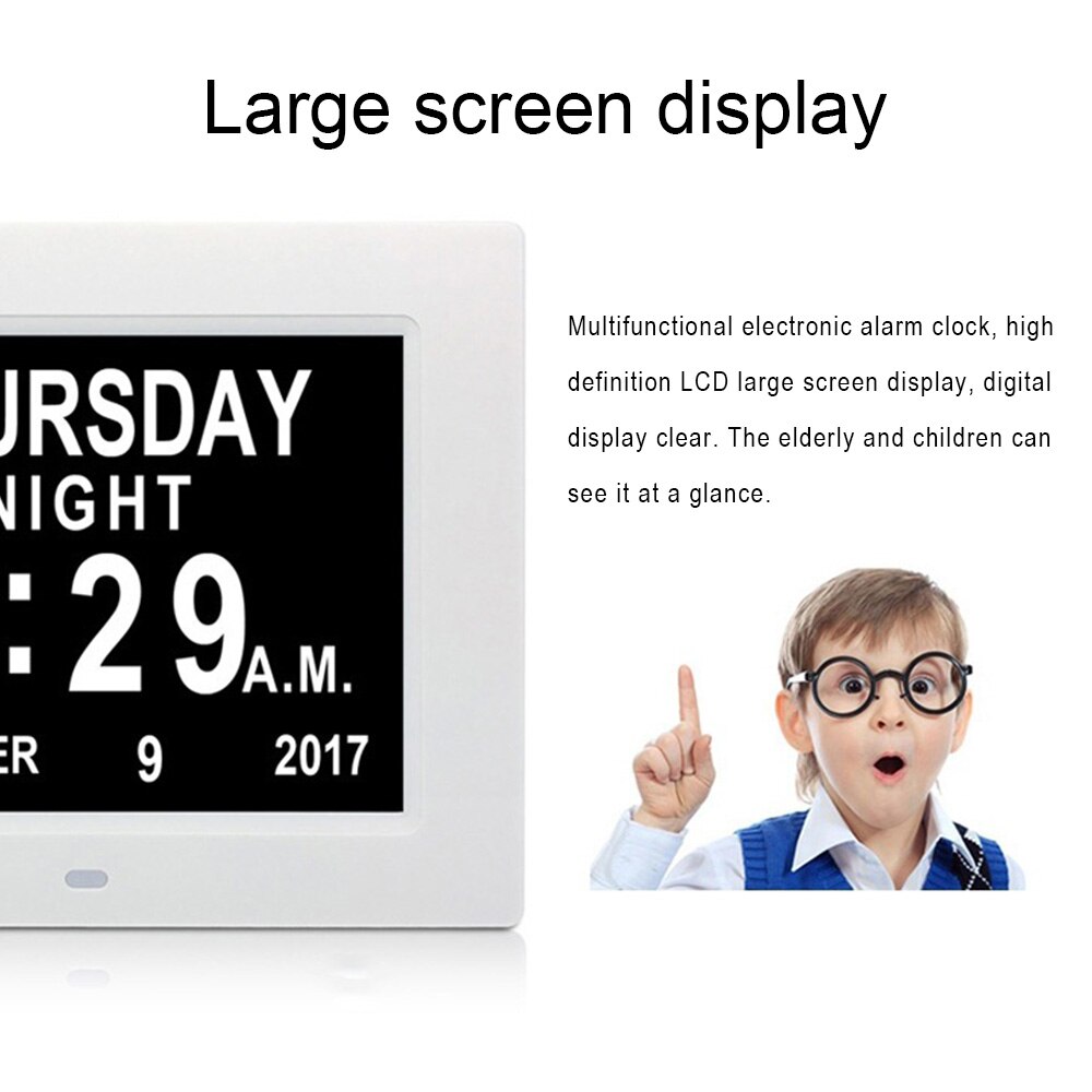 Digital Alarm Clock LED Large Screen Display Home Decor Elderly Take Medicine Reminder Calendar Clocks for Alzheimer&#39;s Sufferers
