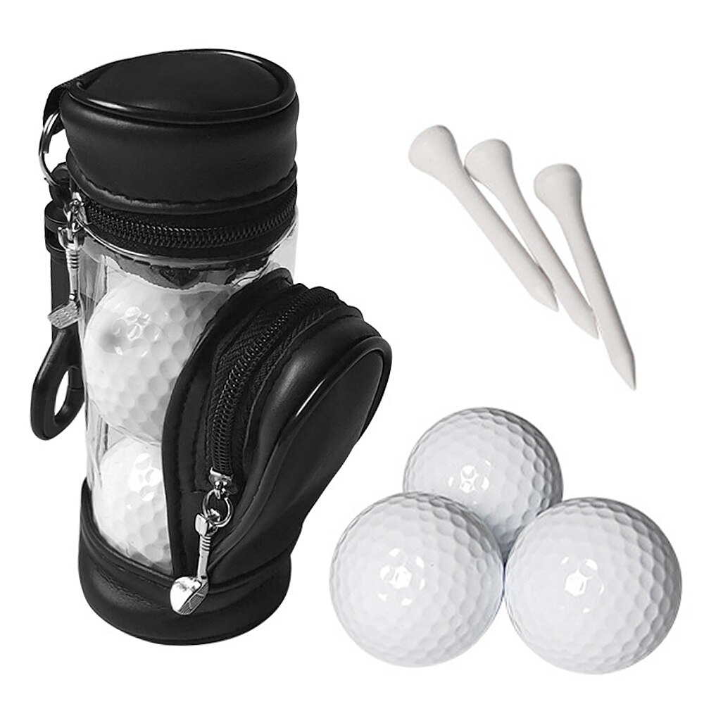 Golf Balls and Tees Pouch Bag Golf Ball Holder Tees Storage Case Holder with 3 Balls and 3 Tees Set Outdoor Golf Tees: Black