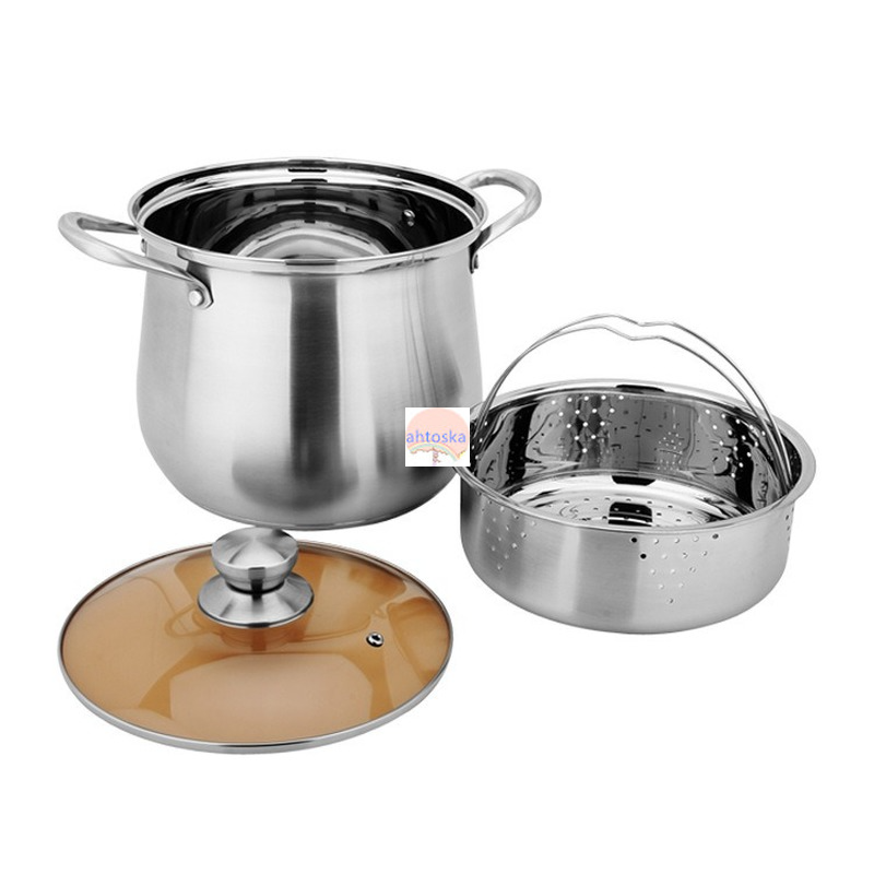 304 Stainless steel drum shaped super high pot Anti-overflow large-capacity soup pots Thickened and deepened steamer for cooking