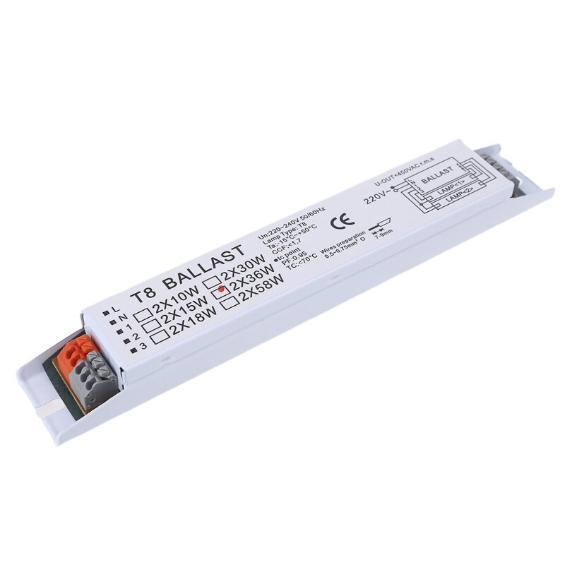 Balastro electrónico T8 de amplio voltaje de 220-240V CA 2x36W, lastres de lámpara fluorescente 449C