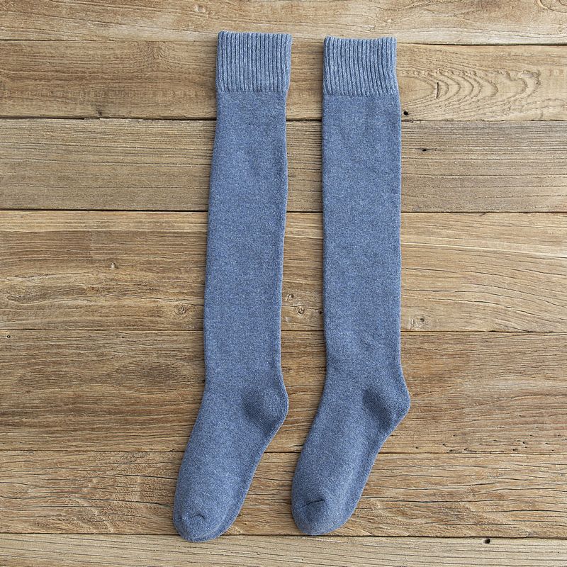 Warm Female Socks Knee High Thicken Thermal Woolen Cashmere Snow Winter Socks merino Unisex Boots Floor Sleeping Socks Long: Blue