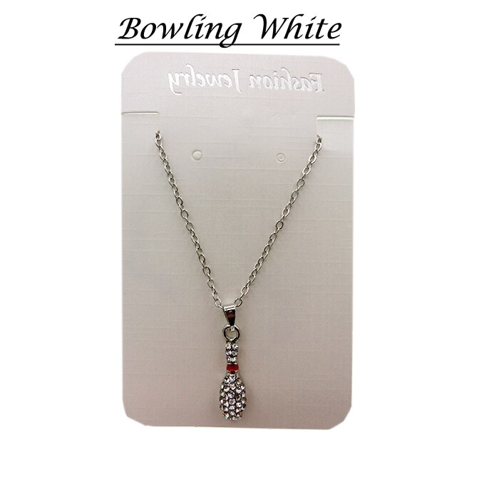 Collar deportivo para patines, collar blanco, cristal de diamante ostentoso para niñas: bowling white