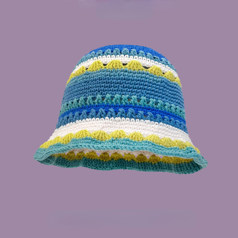 Autumn Crochet Korean Handmade Bucket Hat Women Weaving Knitted Hat Y2k Flowers Autumn Winter Beanies Basin Cap: Mint