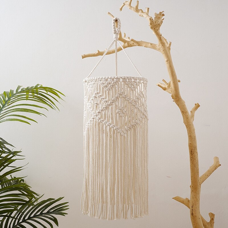 Breien Lampenkap Plafondlamp Schaduw Fitting, Boho Opknoping Hanglamp Voor Woonkamer, Slaapkamer En Badkamer