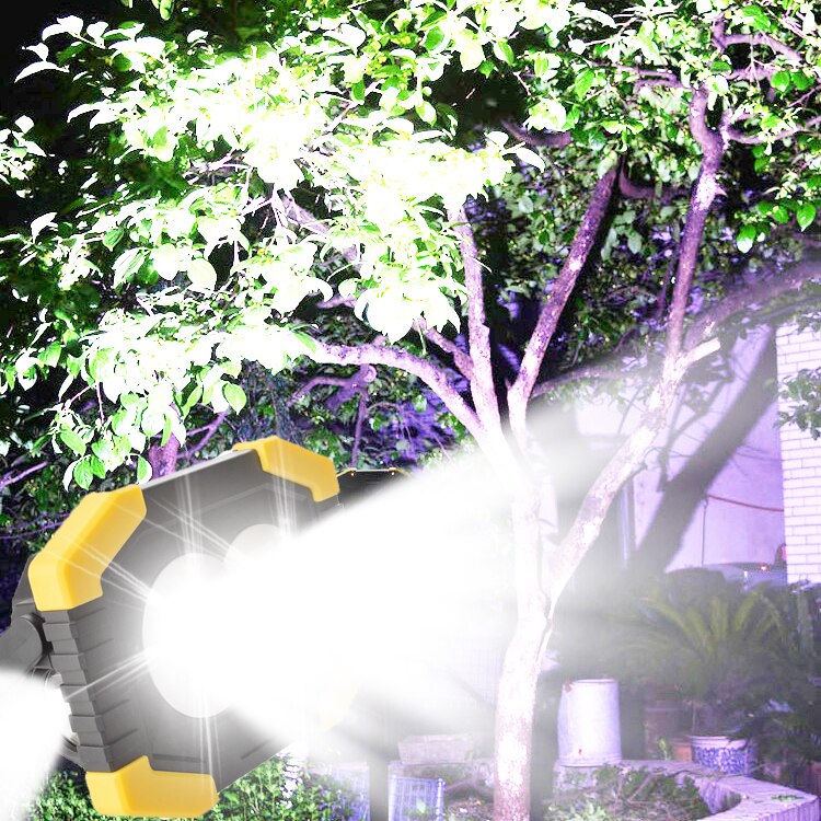 100w bærbare spotlight led arbejdslys usb genopladelig lommelygte solenergi lys bygget -in 2400 mah batteri til camping lys