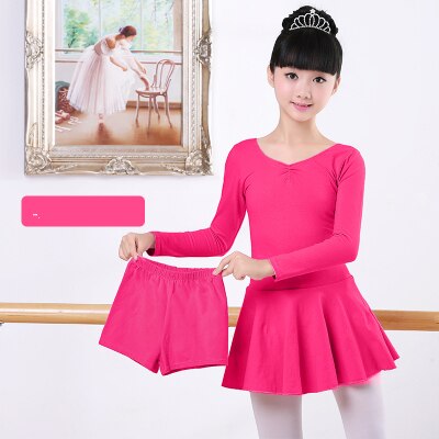 Baumwolle Separaten kurze Hose tanzen Ballett Anzug freundlicher Mädchen Gymnastik Ballett Tanz Kleid freundlicher Dancewear: 160 Höhe 155-165cm / Rose lang Ärmel