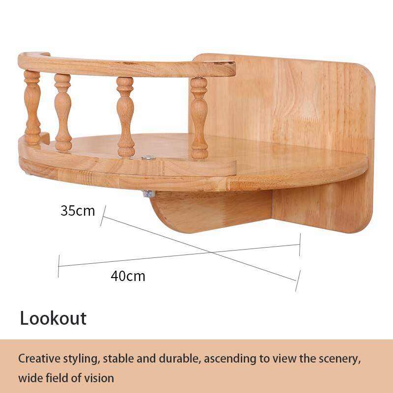 Wall-mounted Cat Climbing Frame Solid Wood Wall Jumping Platform Springboard Climbing Ladder Cat Nest Star Clock Ornaments: Observation tower