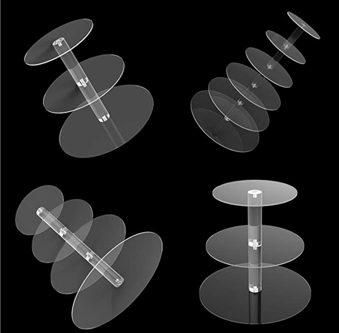 3/4/5/6 Tier Acrylic Wedding Cake Stand Crystal Cup Cake Display Shelf Cupcake Holder Plate Birthday Party Decoration Stands