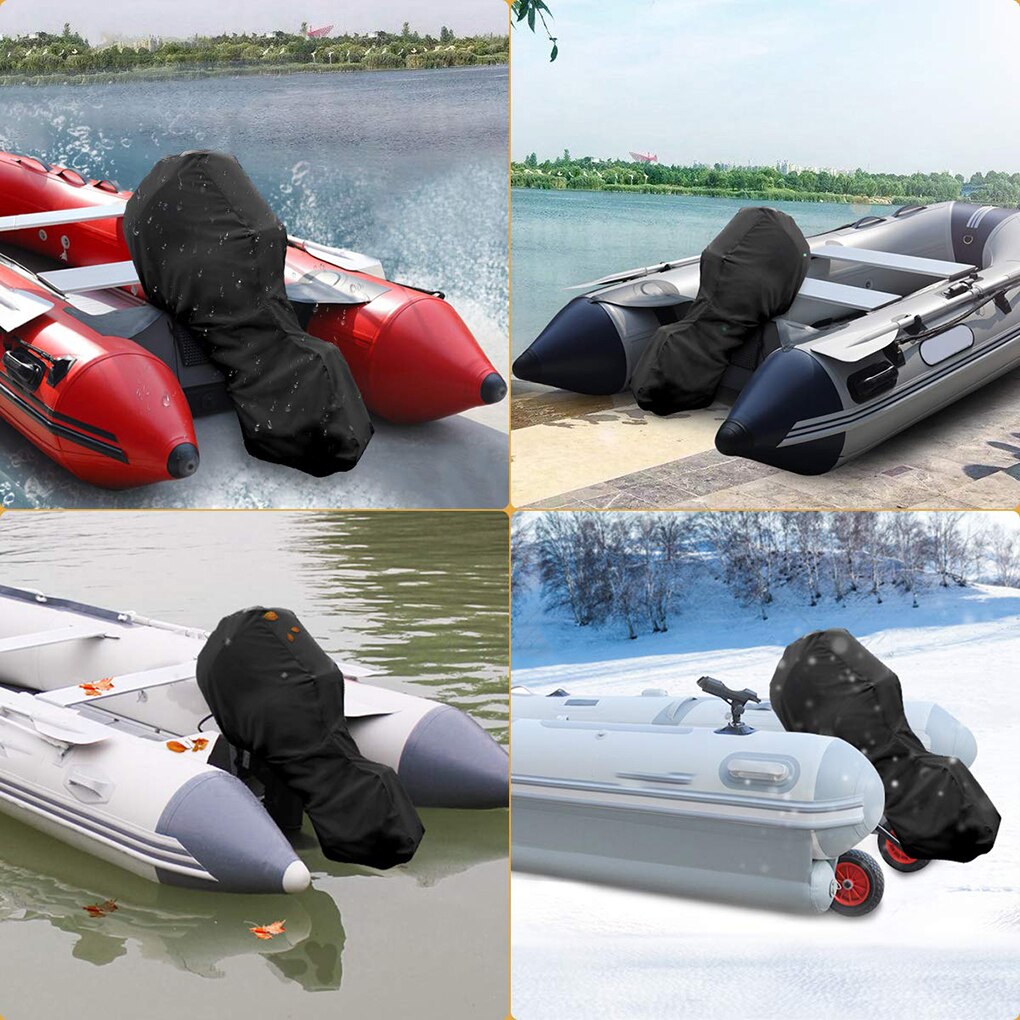Outboard Motor Full Cover PVC Coating Oxford Waterproof Boat Motor Engine Cover - 6-15HP