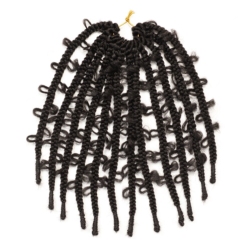 Synthetic 12" Butterfly Locs Crochet Hair Distressed Butterfly Locs Crochet Braids Goddess Pre Looped Bob Locs Pre-Twist Braid: 1b