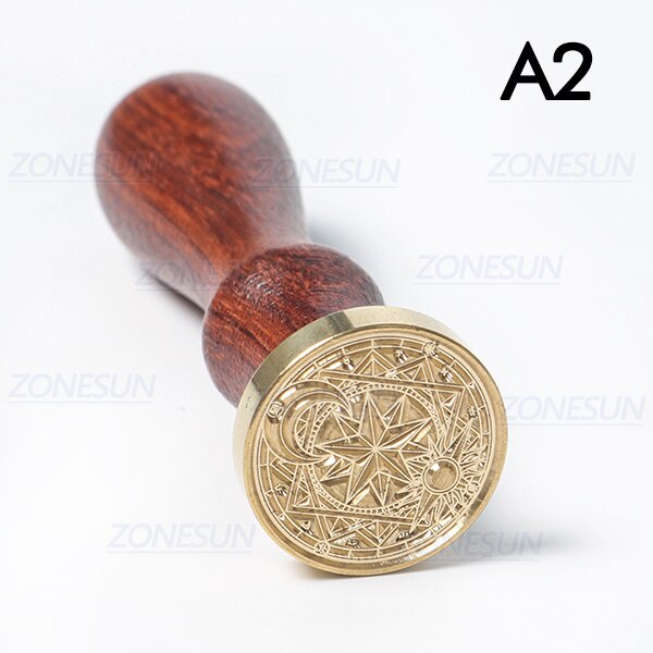 ZONESUN Badge Totem sello con mango de madera para embalaje sobres de cartas paquetes invitaciones de boda: A2