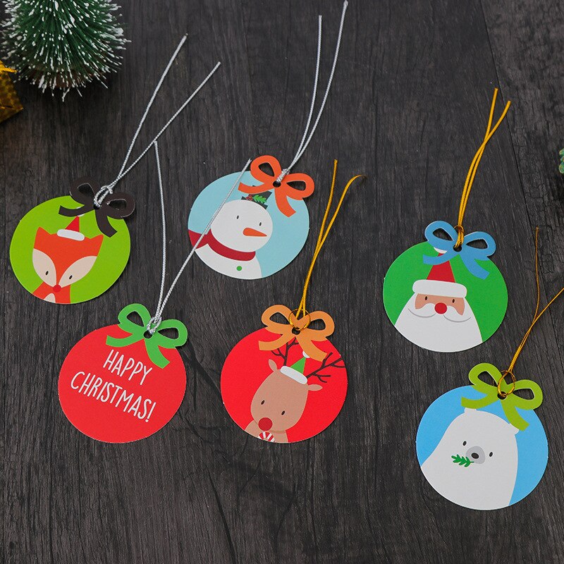 10Pcs Xmas Merry Christmas Wish Cards Greeting Card sticker ornaments pendant Christmas tree Ornaments