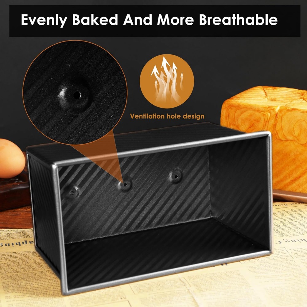 450g Premium Broodvorm met Deksel Non-stick Koolstofstaal DIY Brood Toastvorm met Deegschraper Professionele Bakkerij Bakvorm