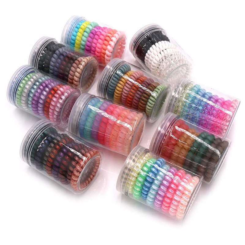 Big Grosso Plástico Elástico Cabelos para Mulheres, Multi Cores, Fio de Telefone, Bandas De Borracha, Stretchy Ponytail, Personalidade Presente, 9Pcs