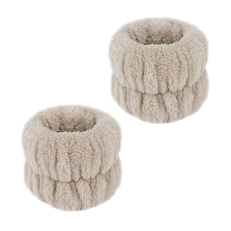 Bonita multifuncional para mujer, puños para lavar la cara, impermeable, absorbente de agua, diadema de terciopelo de algodón, accesorios para el cabello: Beige