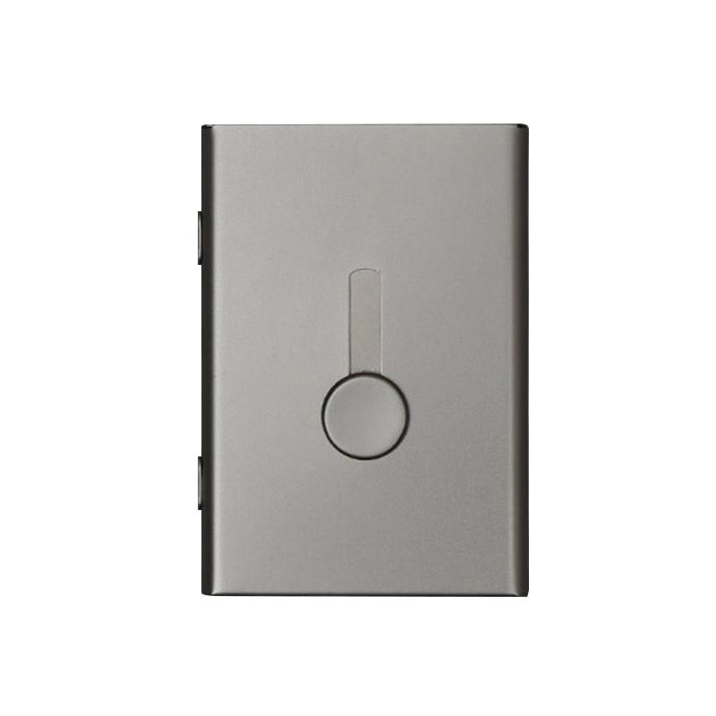 Business Card Holder Hand Push Card Case Bank Card Membership Package Metal Ultra Thin Business Card Packaging Box Organizer: Grey