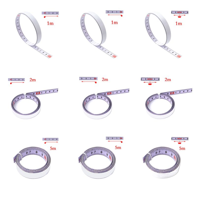 1/2/5M Sticky Scale Ruler Adhesive Miter Saw Track Tape With Glue Mechanical Scale Middle Scale Tape Measurements