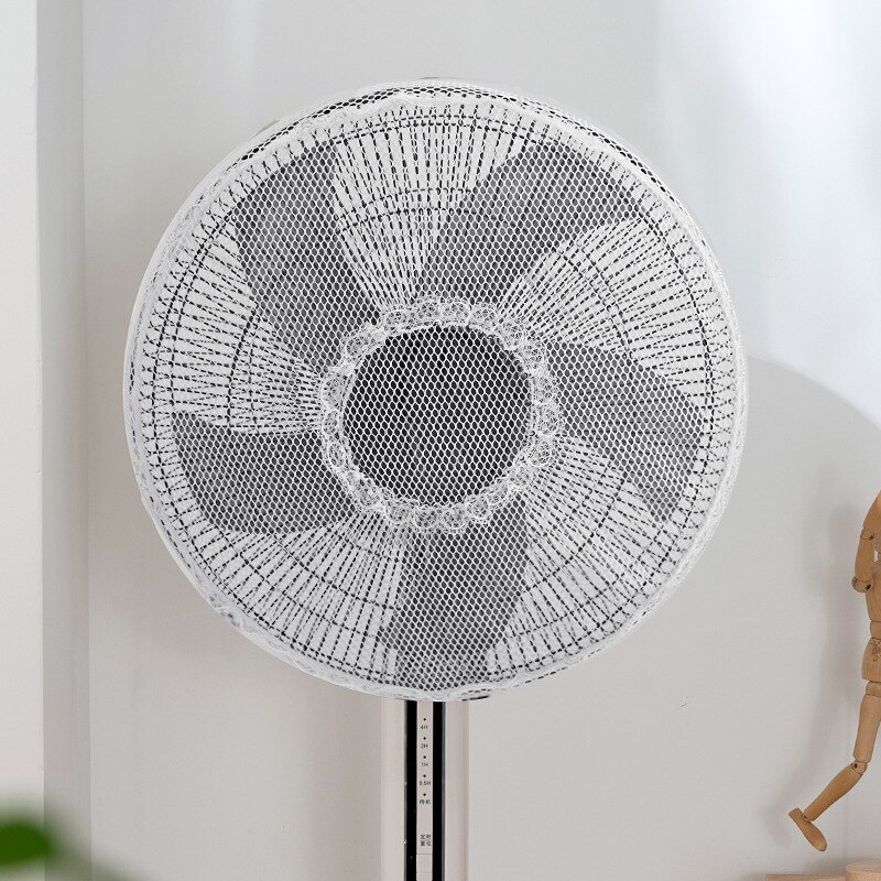 Home Electric Fan Protectors Case With Lace Edge Electric Fan Decor Protective Cover Modern Round Fanner Cover Safety Mesh 1 PC: Color 2 / L-about 50x23cm