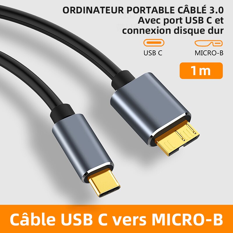 Micro B Usb C 3.0 Kabel Type-C Naar Usb 3.0 Micro B Connector Kabel Gbps Externe Harde Schijf disk Kabel Voor Harde Schijf Computer: 1M