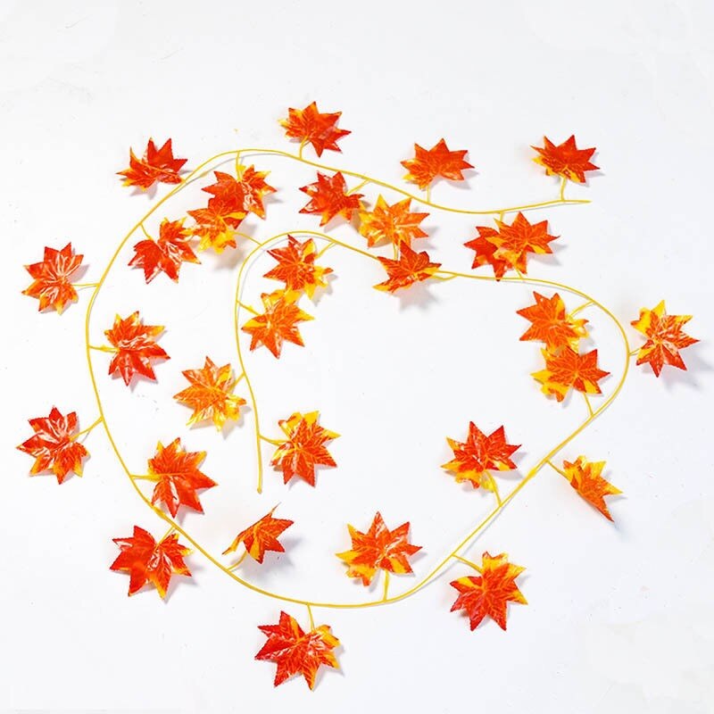 2.4M Red Artificial Vine Plants Autumn Maple Leaf Garland For Wedding Party Home Office Foliage Garden Decoration Supplies