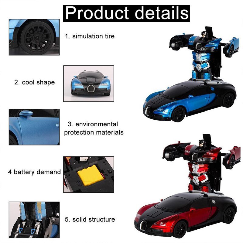 2,4g Transforming Bugatti Induktion Verformung RC Autos RC Fernbedienung Verformung Auto In Licht Elektrische Roboter Spielzeug