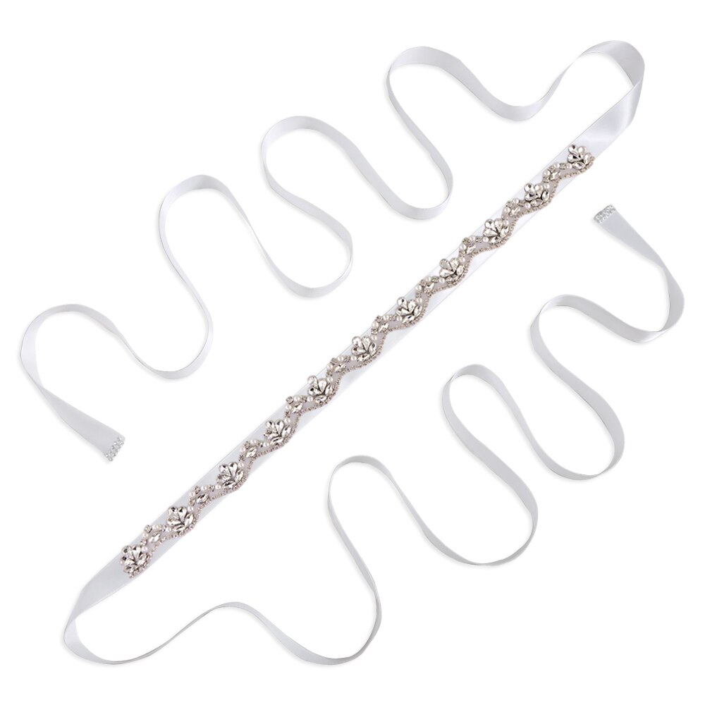 Perle brudekjole bælte juvel brude bælte rhinsten bryllup sash diamant brude tilbehør plus size rhinsten bælte scs 421: Hvid